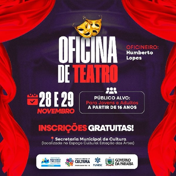 OFICINA DE TEATRO - FAÇA SUA INSCRIÇÃO!